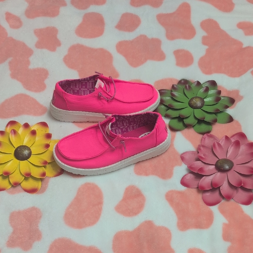 Hey Dude Moccasins in Neon Pink